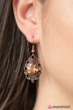 Paparazzi Earring ~ Classy Casanova - Copper