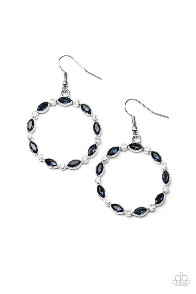 Paparazzi Earring ~ Crystal Circlets - Blue