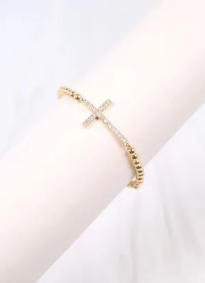 Paterson CZ Cross Bracelet Gold