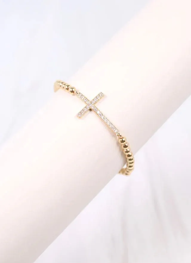 Paterson CZ Cross Bracelet Gold