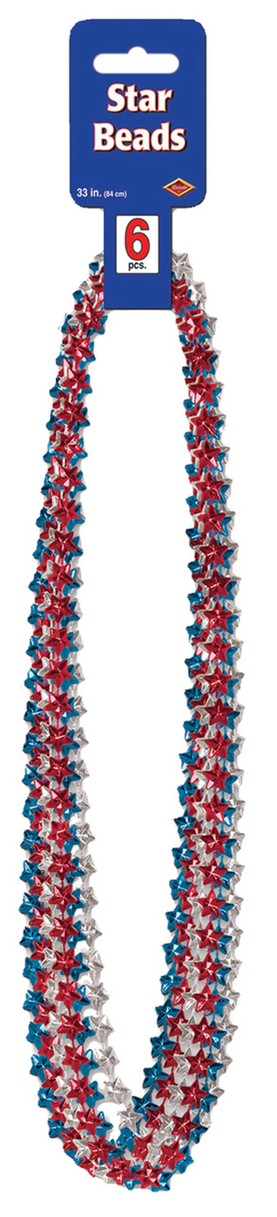 Patriotic Red, Silver, & Blue Star Beads 6pk | 1ct