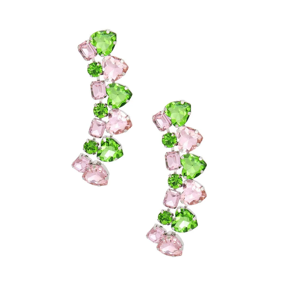 Perfect for Alpha Kappa Alpha Women. AKA Dangle Earrings. Green Heart Crystal Earrings