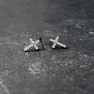 Petite Crystal-Lined Cross Earrings (GOLD OR SILVER)