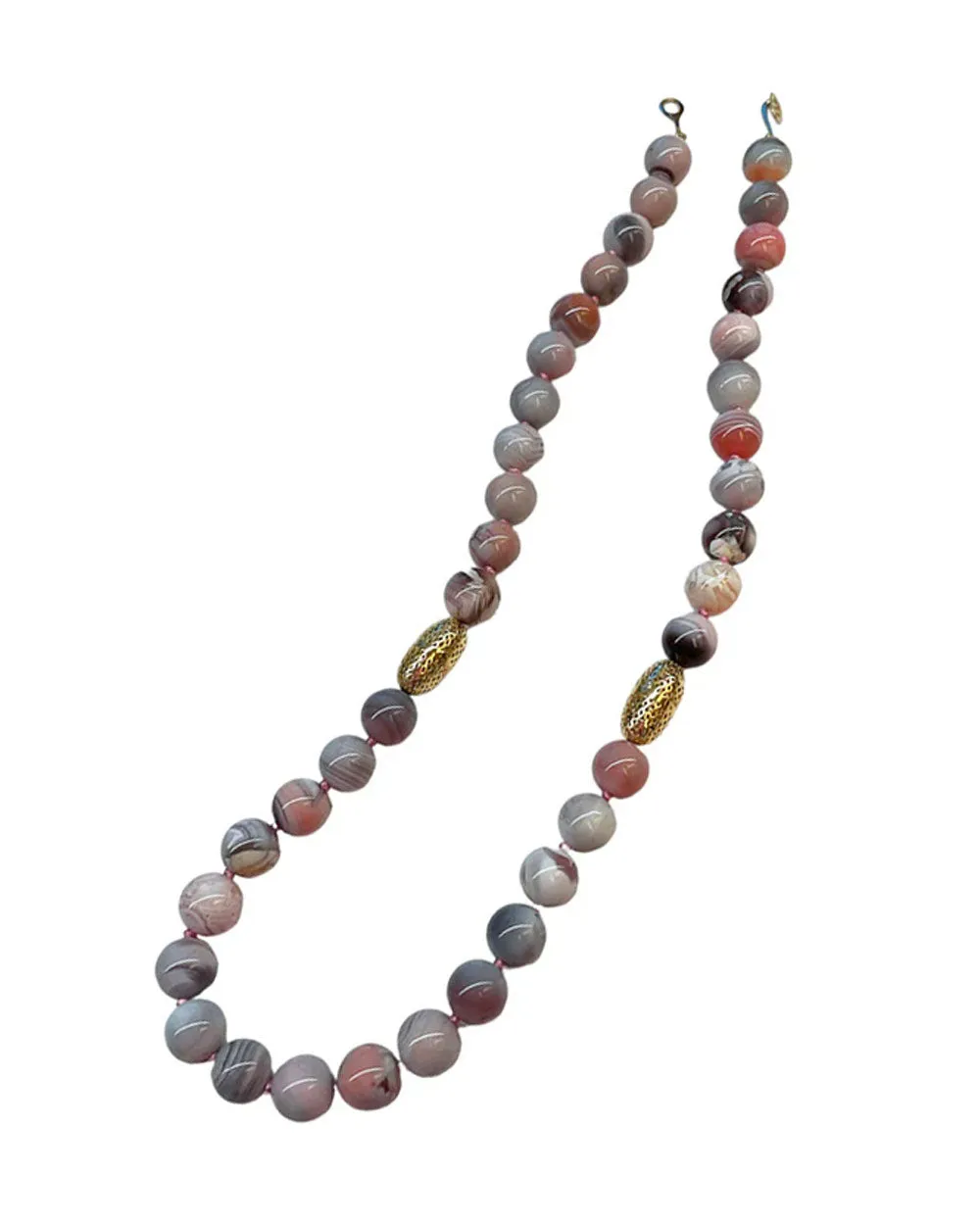 Pink Botswana and Agate Beaded Necklace