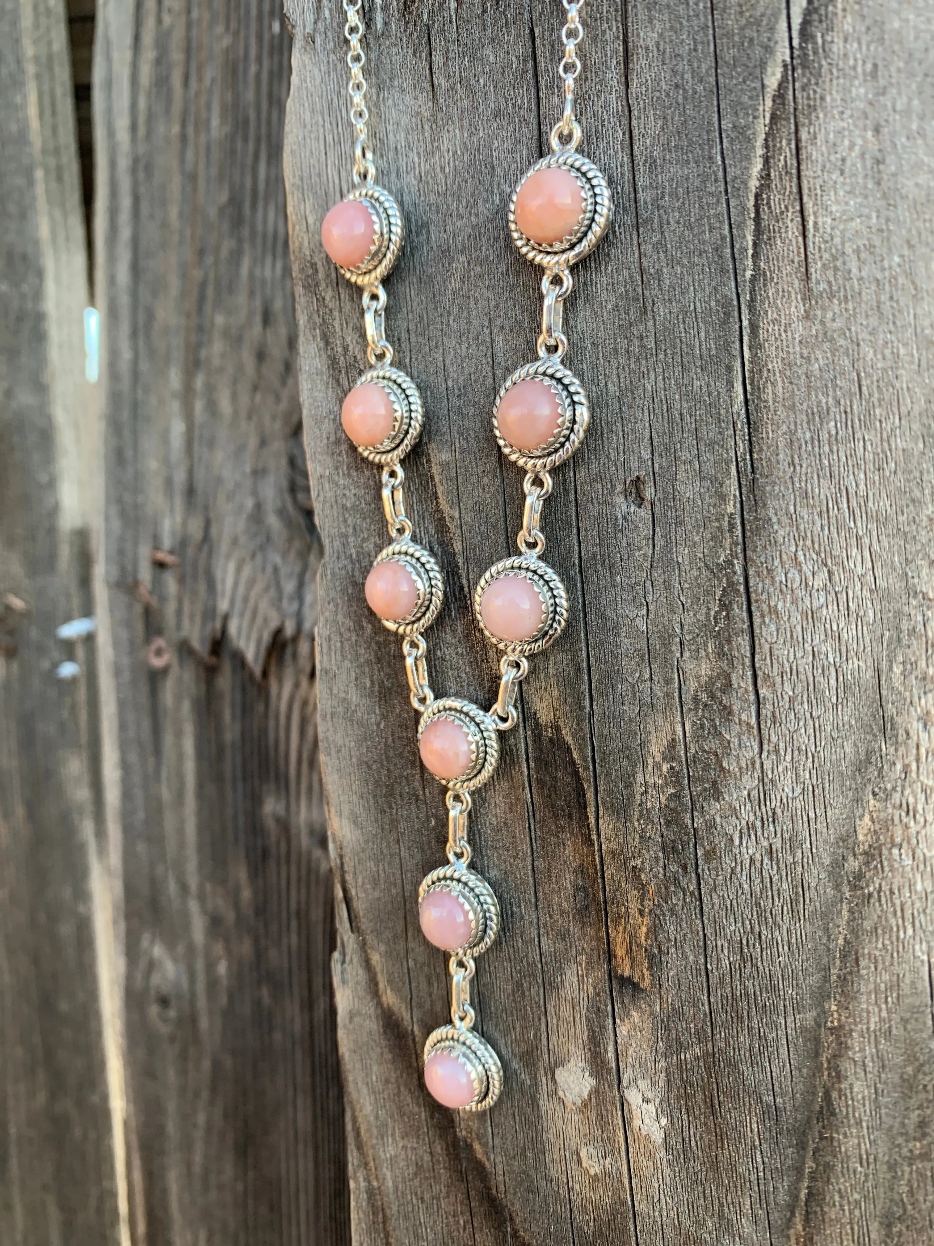 Pink Opal Y necklace