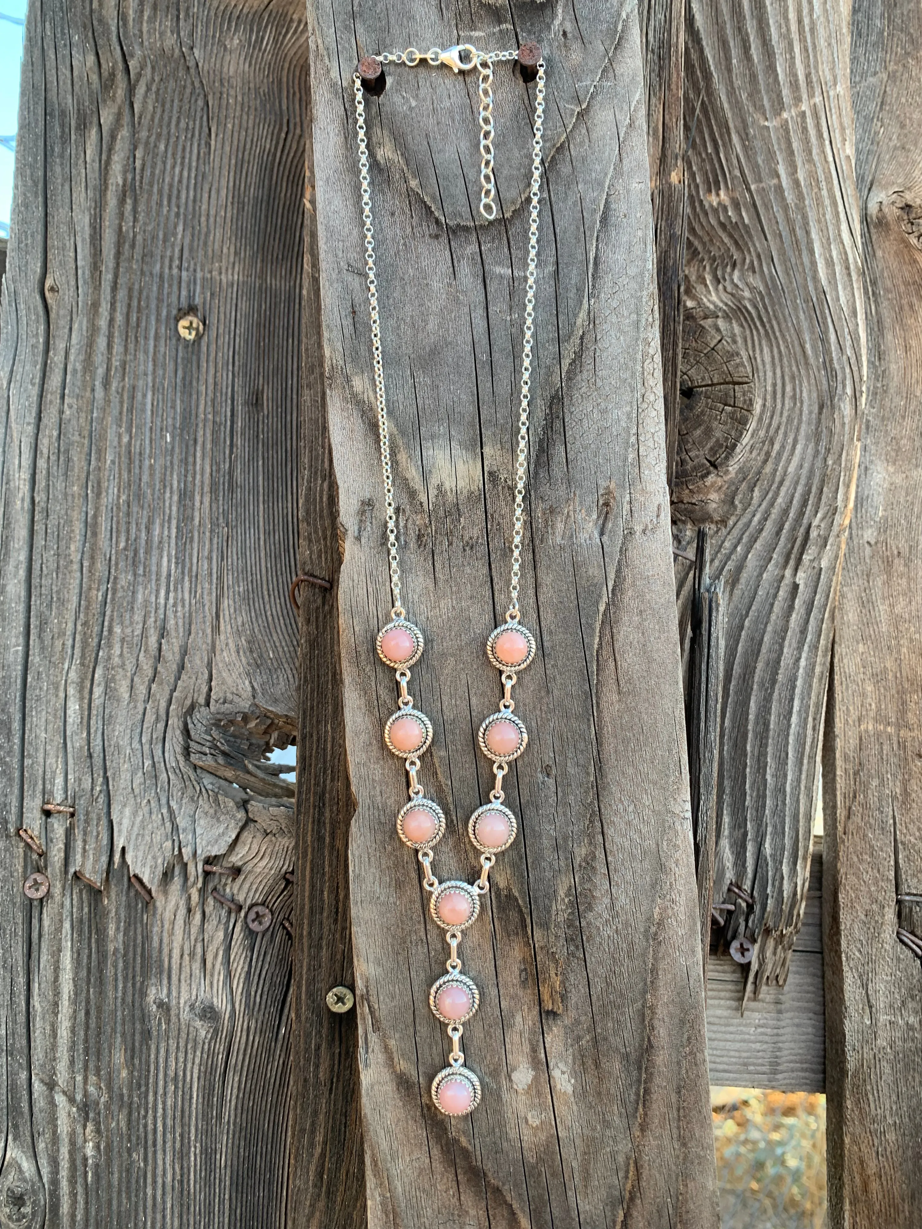 Pink Opal Y necklace