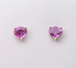 Pink Sapphire Post Earrings in 14K White Gold