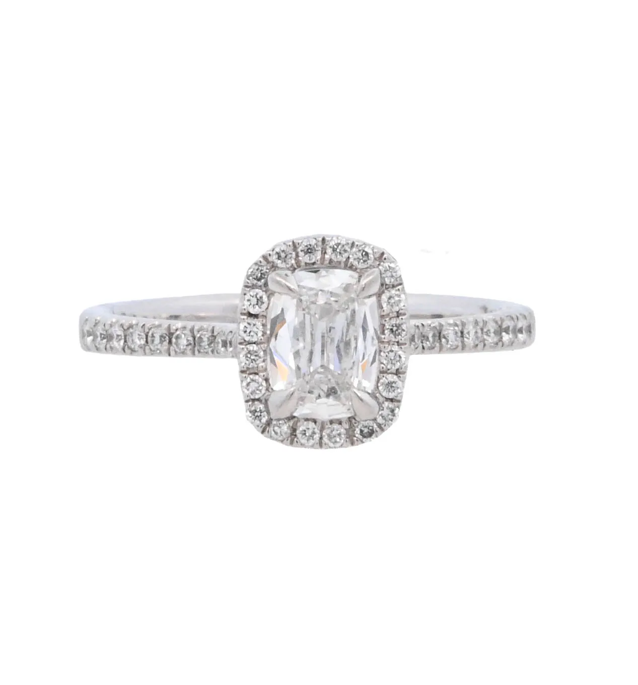 Platinum Cushion Diamond 0.51Ct Halo Engagement Ring