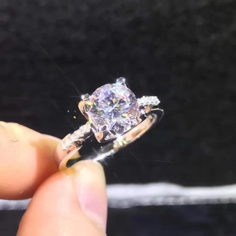 Platinum Plated Silver Moissanite Ring 1ct