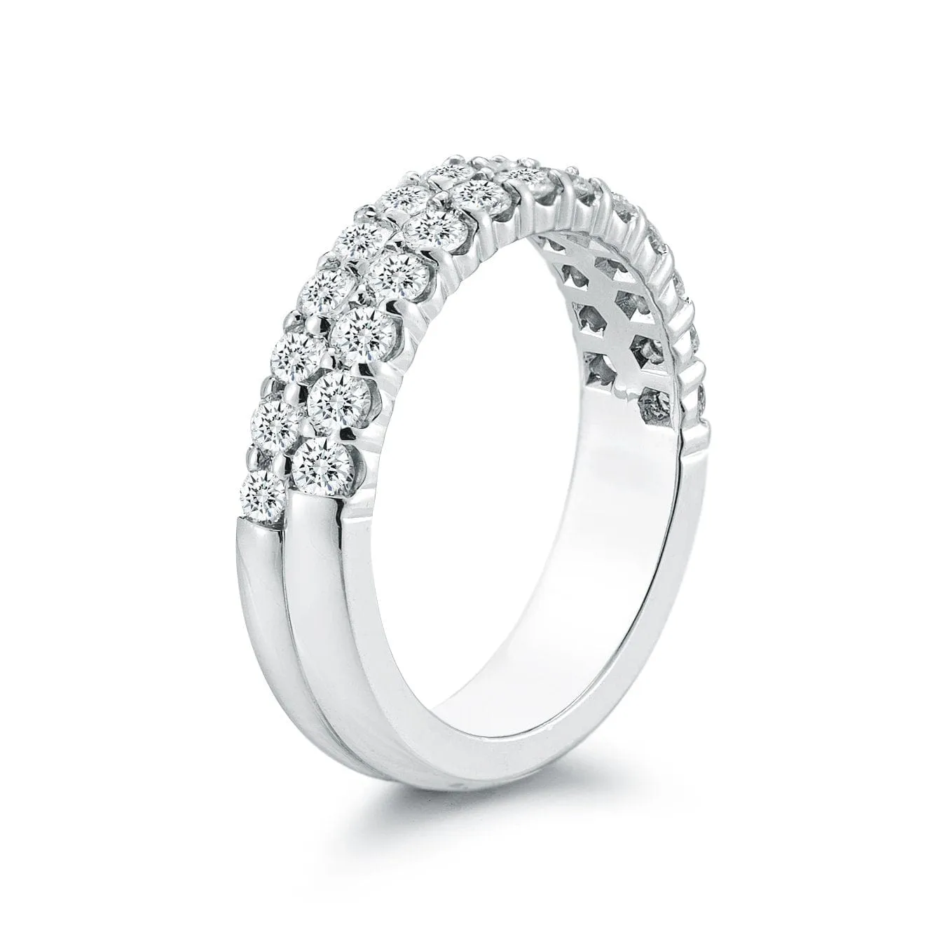 Platinum Two-Row Halfway Diamond Band