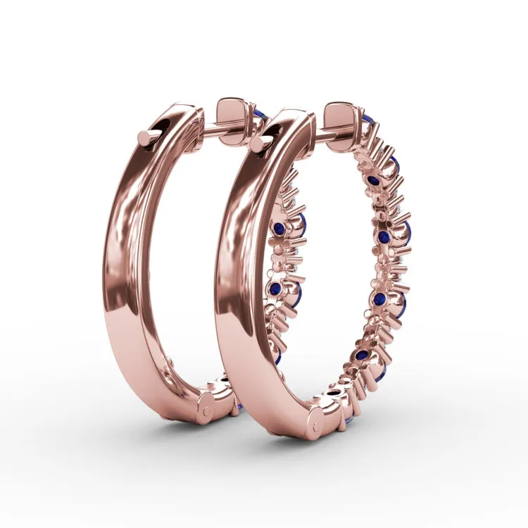 Precious Sapphire and Diamond Hoop Earrings