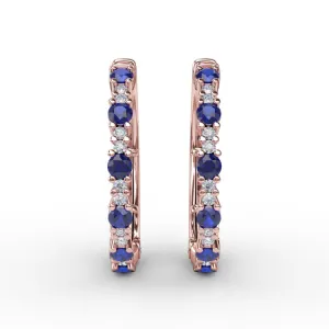 Precious Sapphire and Diamond Hoop Earrings