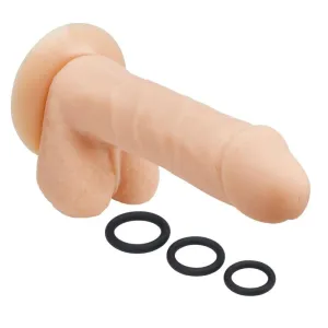 Pro Sensual Premium Silicone 8 Inch Dong With 3  Cockrings - Flesh