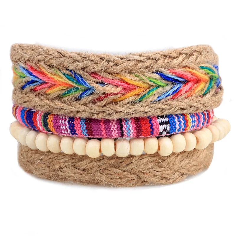 Punk Vintage Multilayer Leather Bracelets For Women Men Jewelry Bohemian Braided Beads Bangles Adjustable