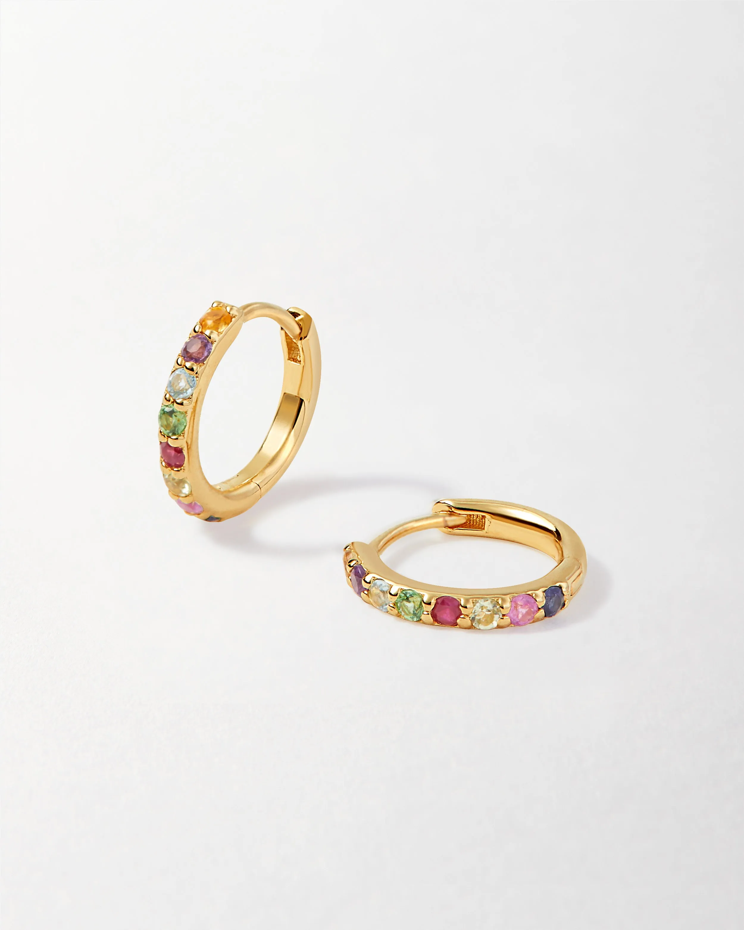 Rainbow Sapphire Huggie Earrings