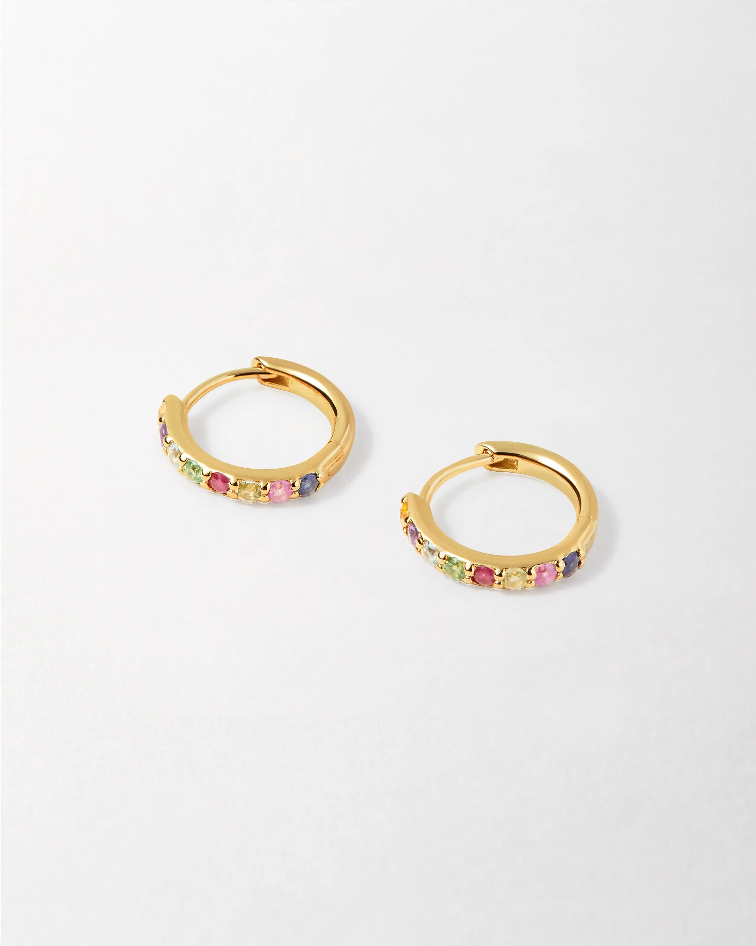 Rainbow Sapphire Huggie Earrings