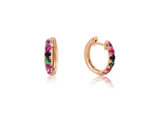 Rainbow Sapphire Rose Gold Hoops