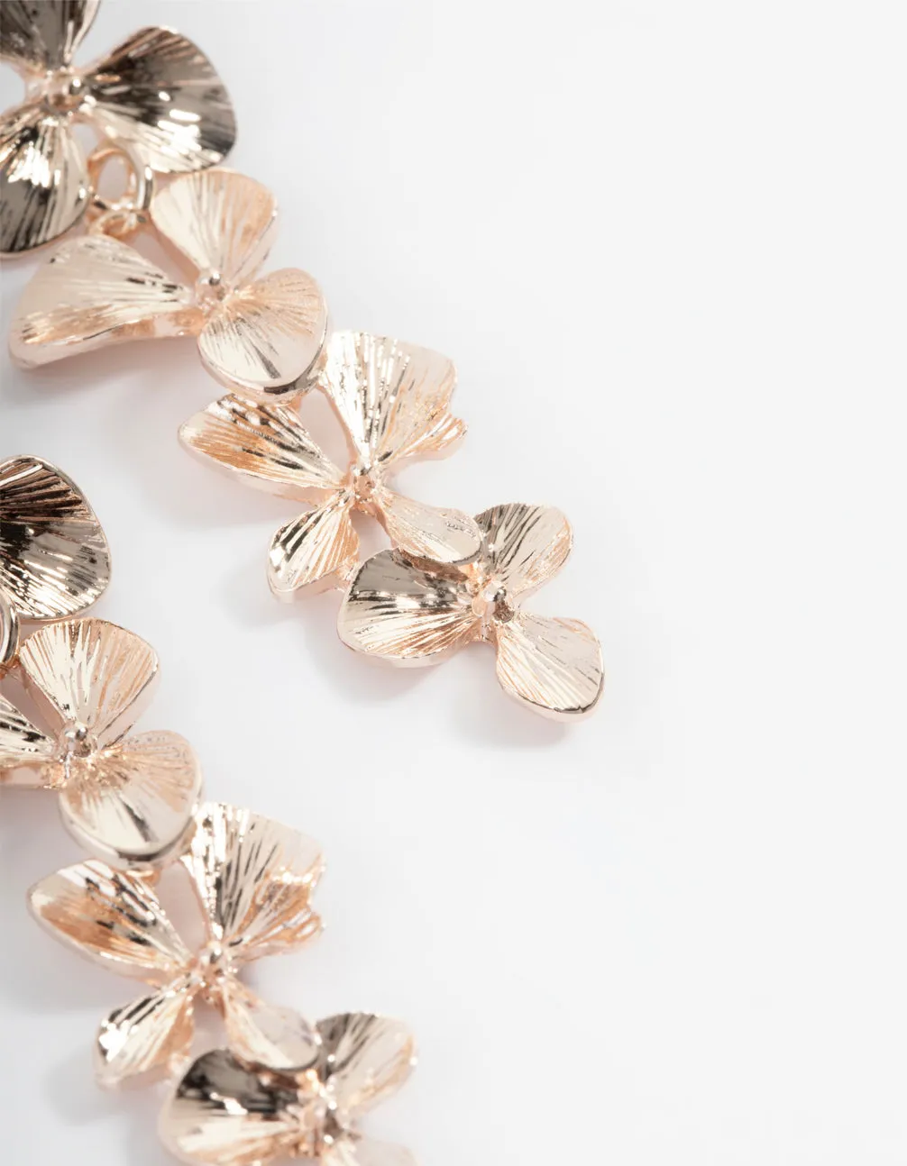 Rose Gold Graduated Flower Drop Earrings