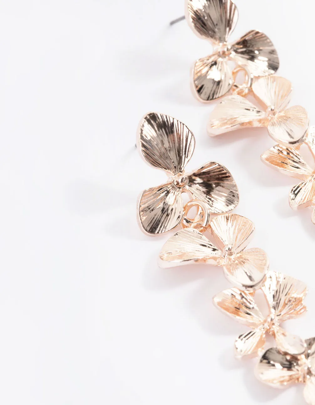 Rose Gold Graduated Flower Drop Earrings