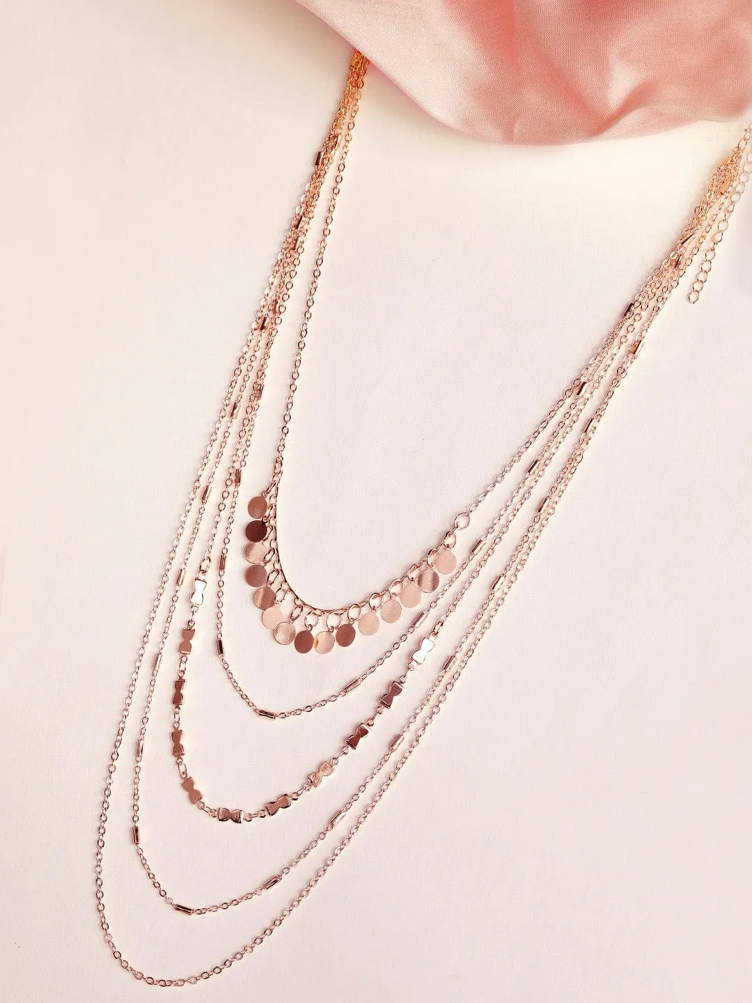 Rubans Rose Gold Plated Handcrafted Multi Layer Necklace