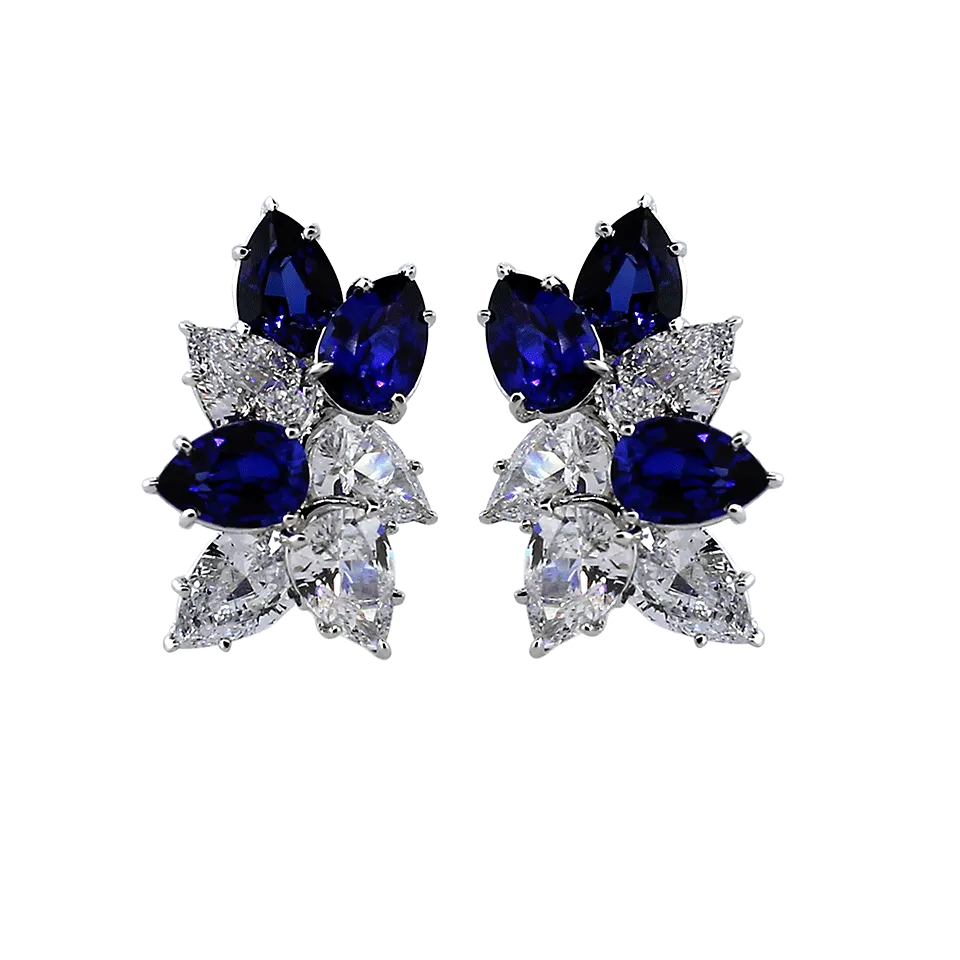 Sapphire Cluster Earrings