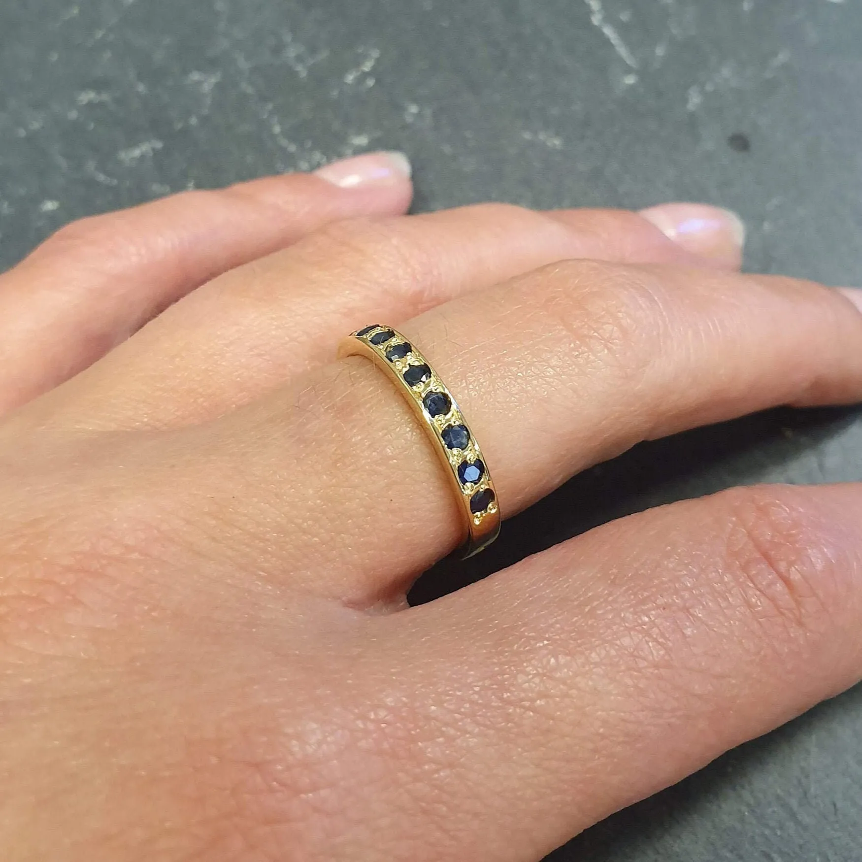 Sapphire Eternity Band - Gold Sapphire Ring - Blue Stackable Ring