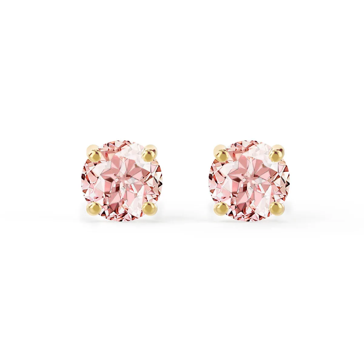 SENA - Round Champagne Sapphire 18k Yellow Gold Stud Earrings