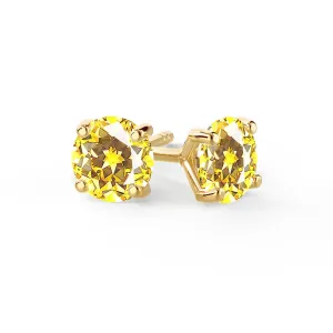 SENA - Round Yellow Sapphire 18k Yellow Gold Stud Earrings