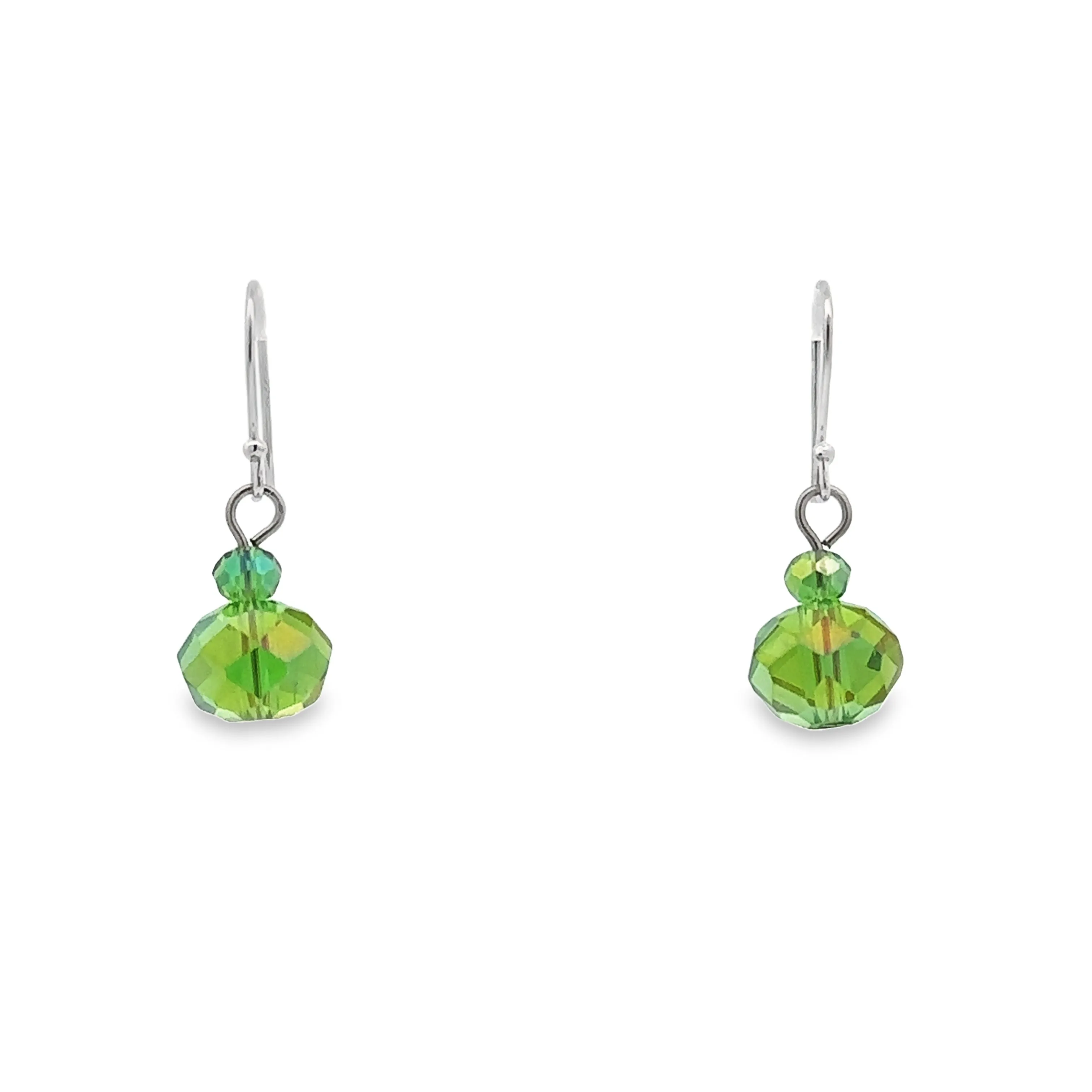 Short Earrings - Green AB Crystal