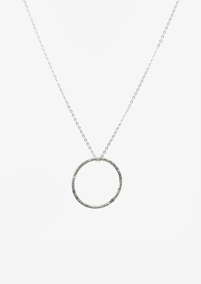 Silver Hammered Hoop Necklace