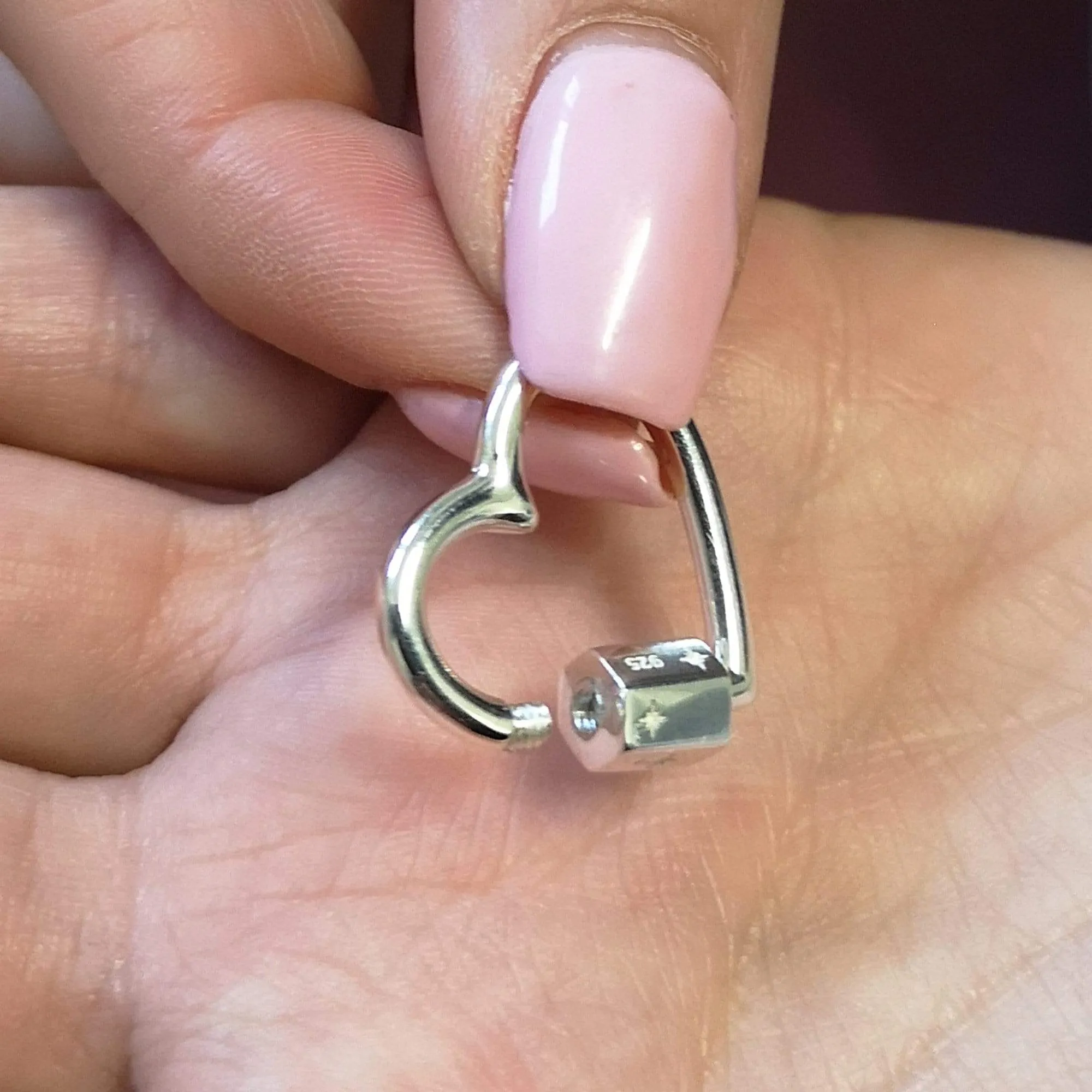 Silver Heart Carabiner Charm Lock