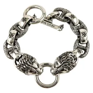 Silver Lion Head Mens Chain Bracelets