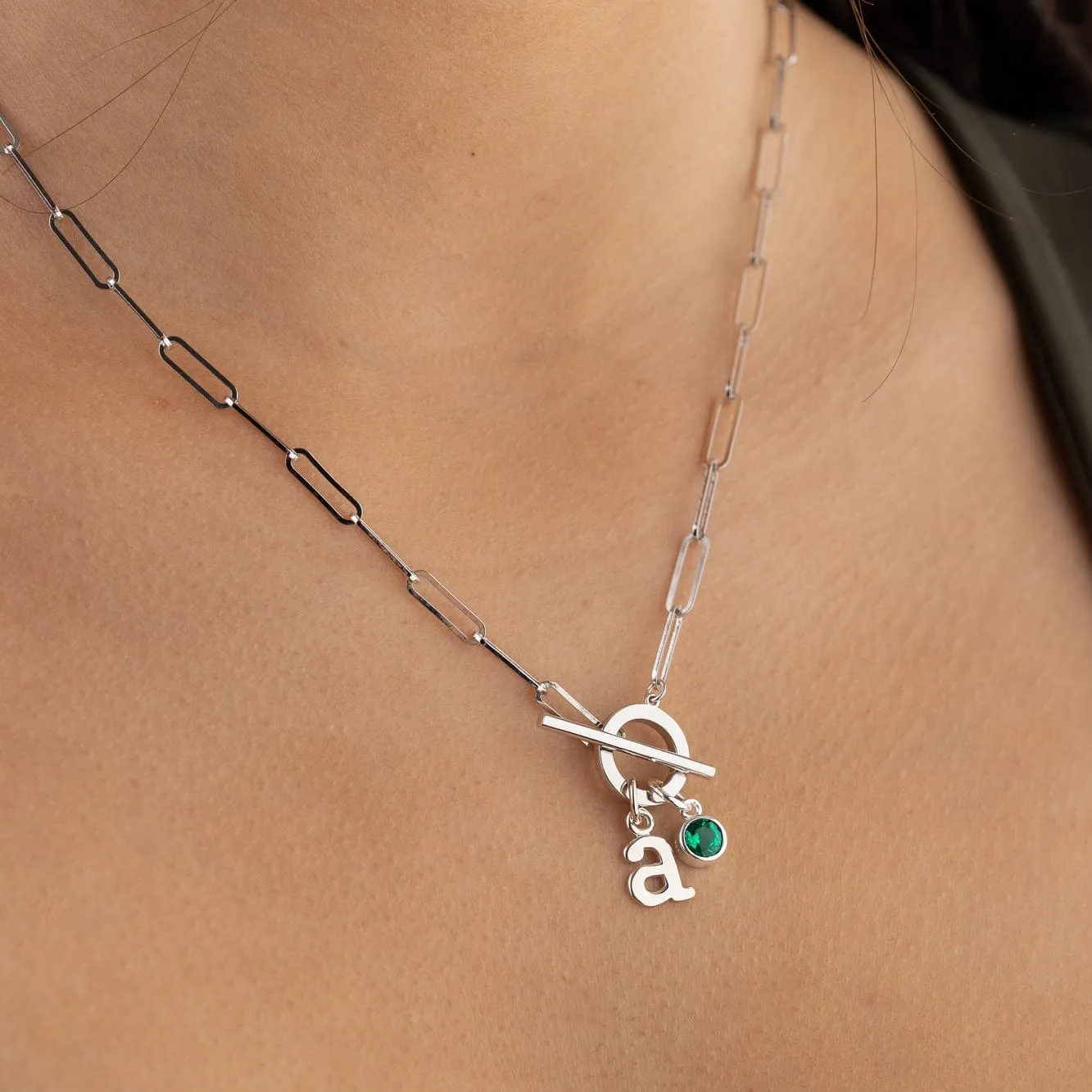 Silver Long Link Charm Collector Necklace