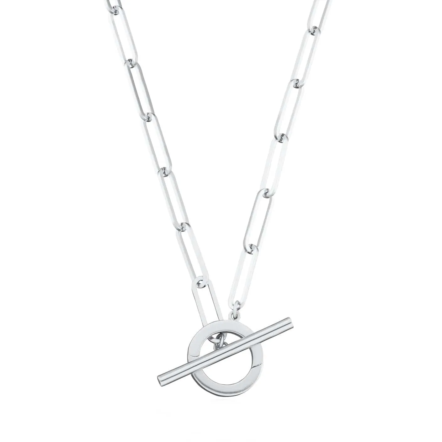 Silver Long Link Charm Collector Necklace