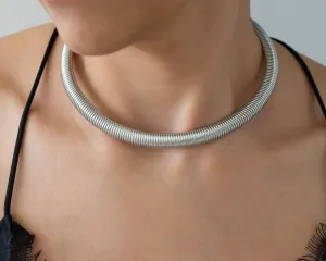 Silver Oversized Snake Collar Necklace