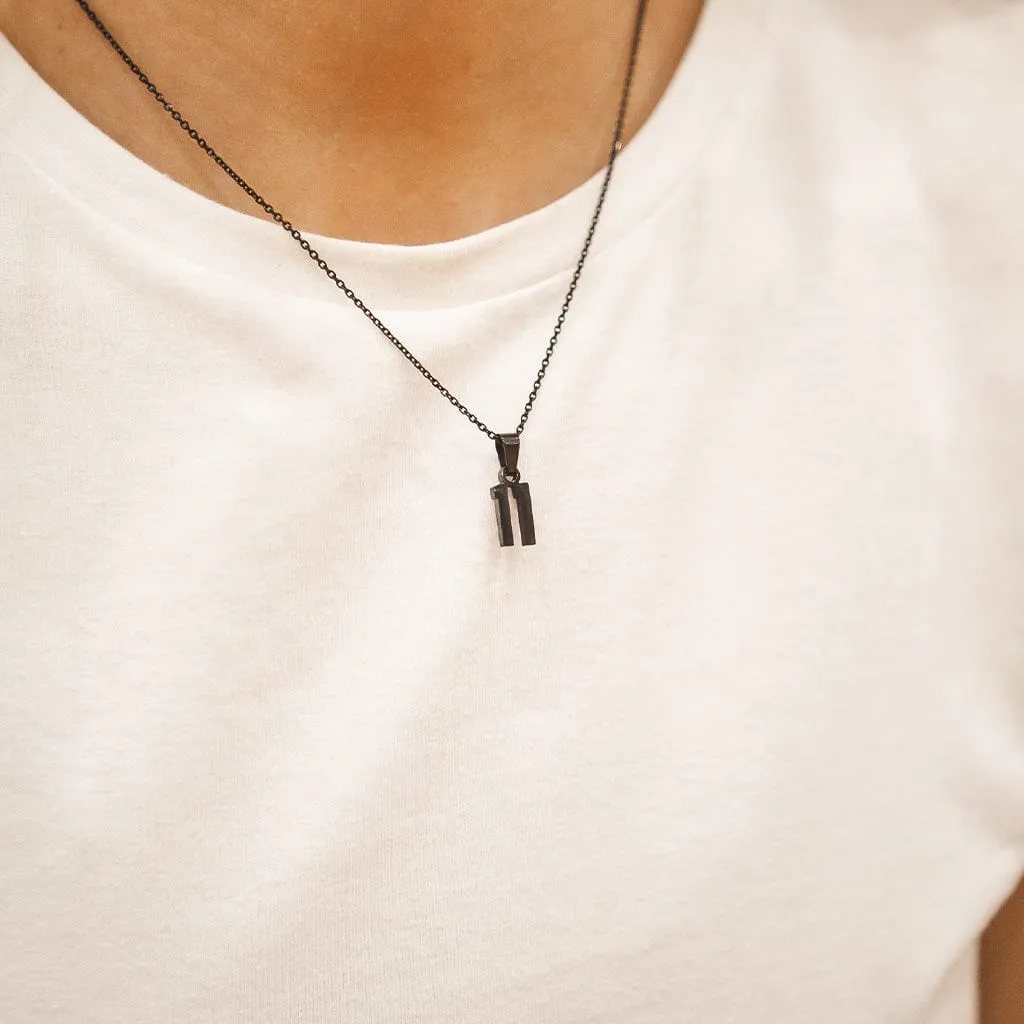 Small Number Pendant Necklace - Black