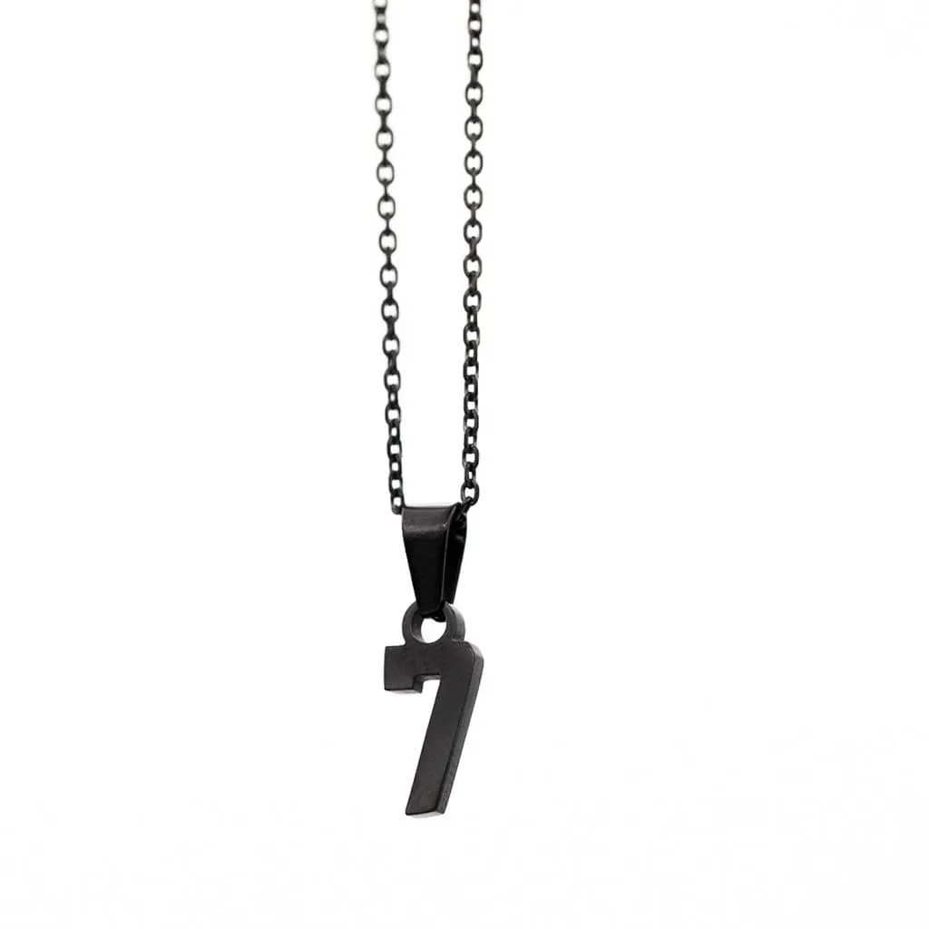 Small Number Pendant Necklace - Black