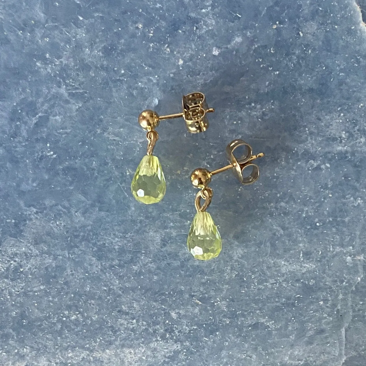 Solid 9 Carat Yellow Gold Green Cubic Zirconia Ball Stud Earrings