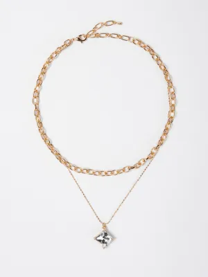 Sophia 2 Layer Mix Chain Necklace with Pendant