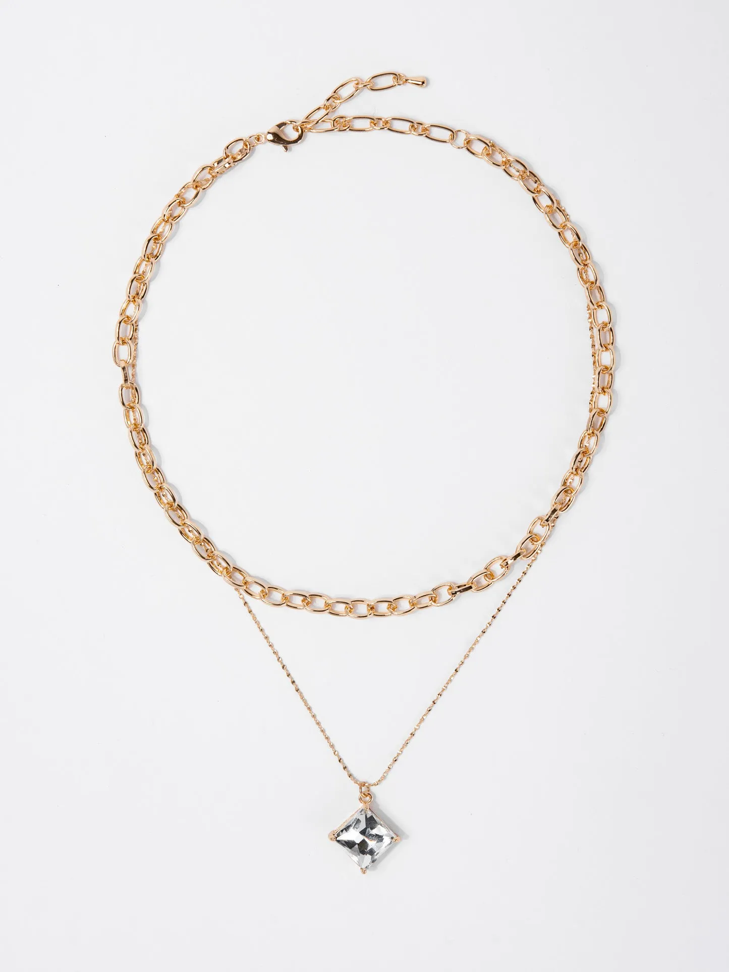 Sophia 2 Layer Mix Chain Necklace with Pendant