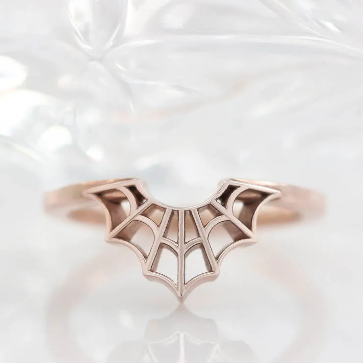 Spider Web Wedding Band  Web Ring Curved Band - Web