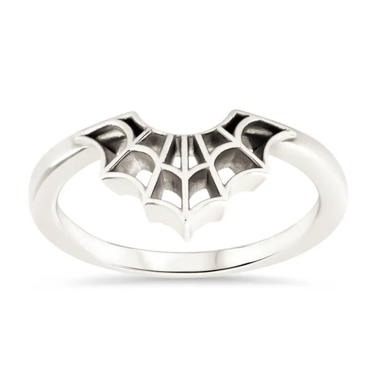 Spider Web Wedding Band  Web Ring Curved Band - Web