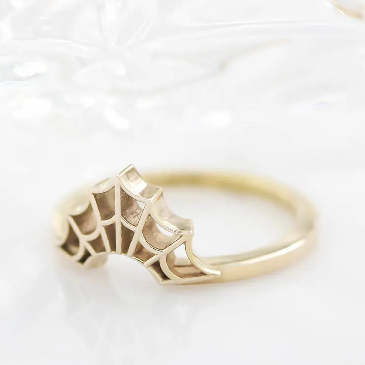 Spider Web Wedding Band  Web Ring Curved Band - Web