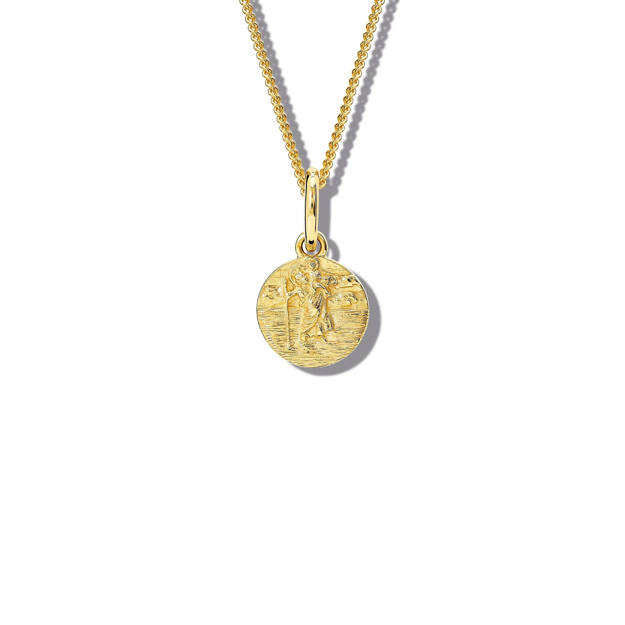 St Christopher Small Necklace Pendant Yellow Gold