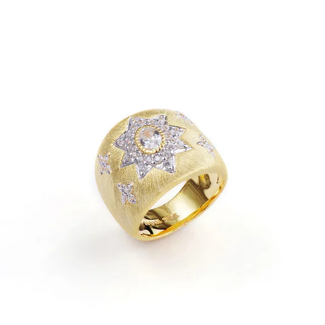 Star Pattern Vermeil Ring