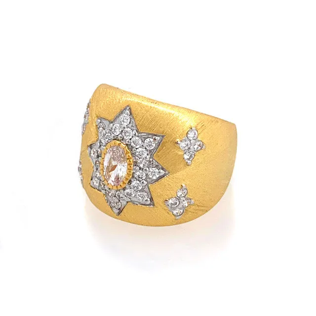 Star Pattern Vermeil Ring