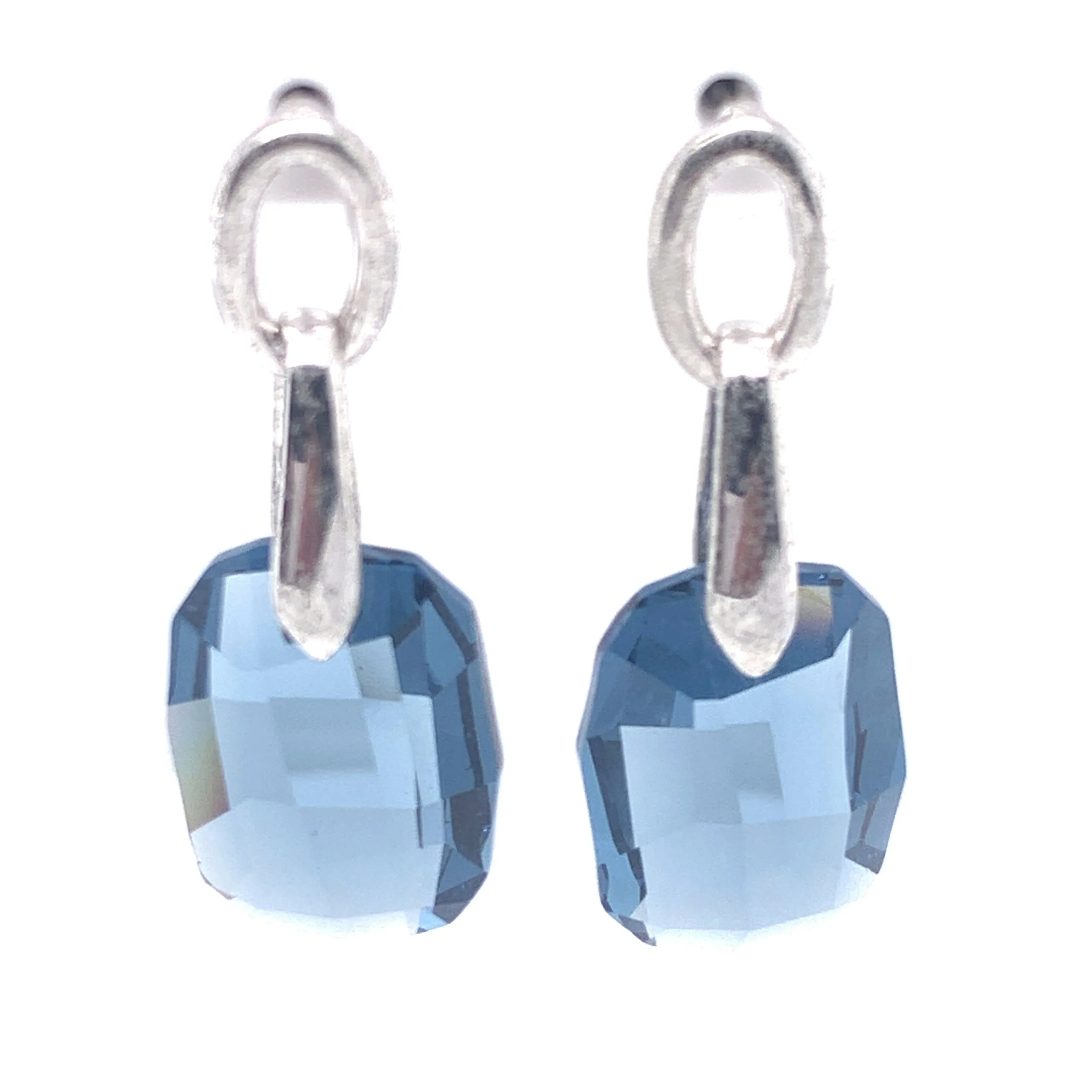 Sterling Silver Blue Crystal Dangle Earrings