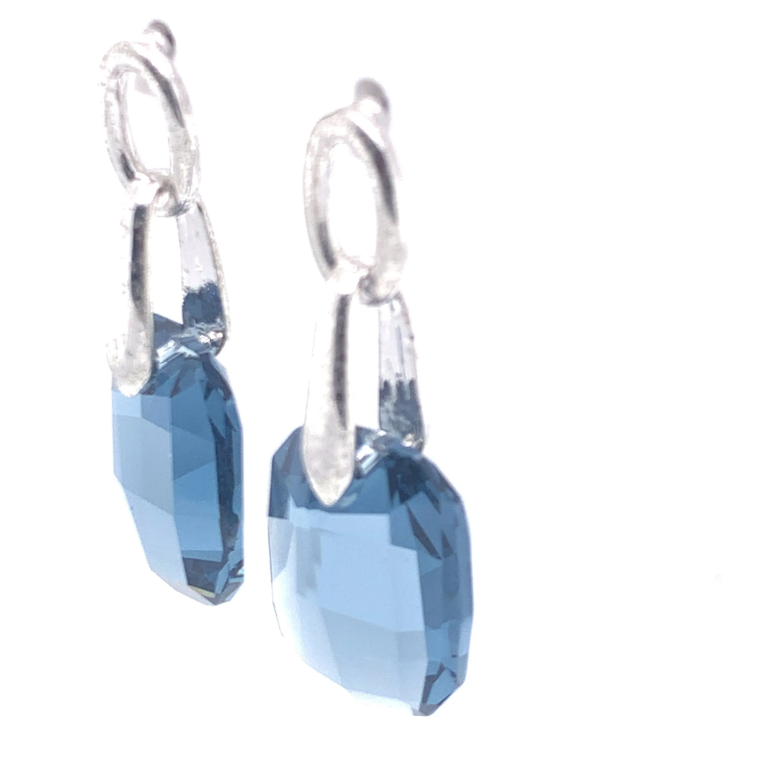 Sterling Silver Blue Crystal Dangle Earrings