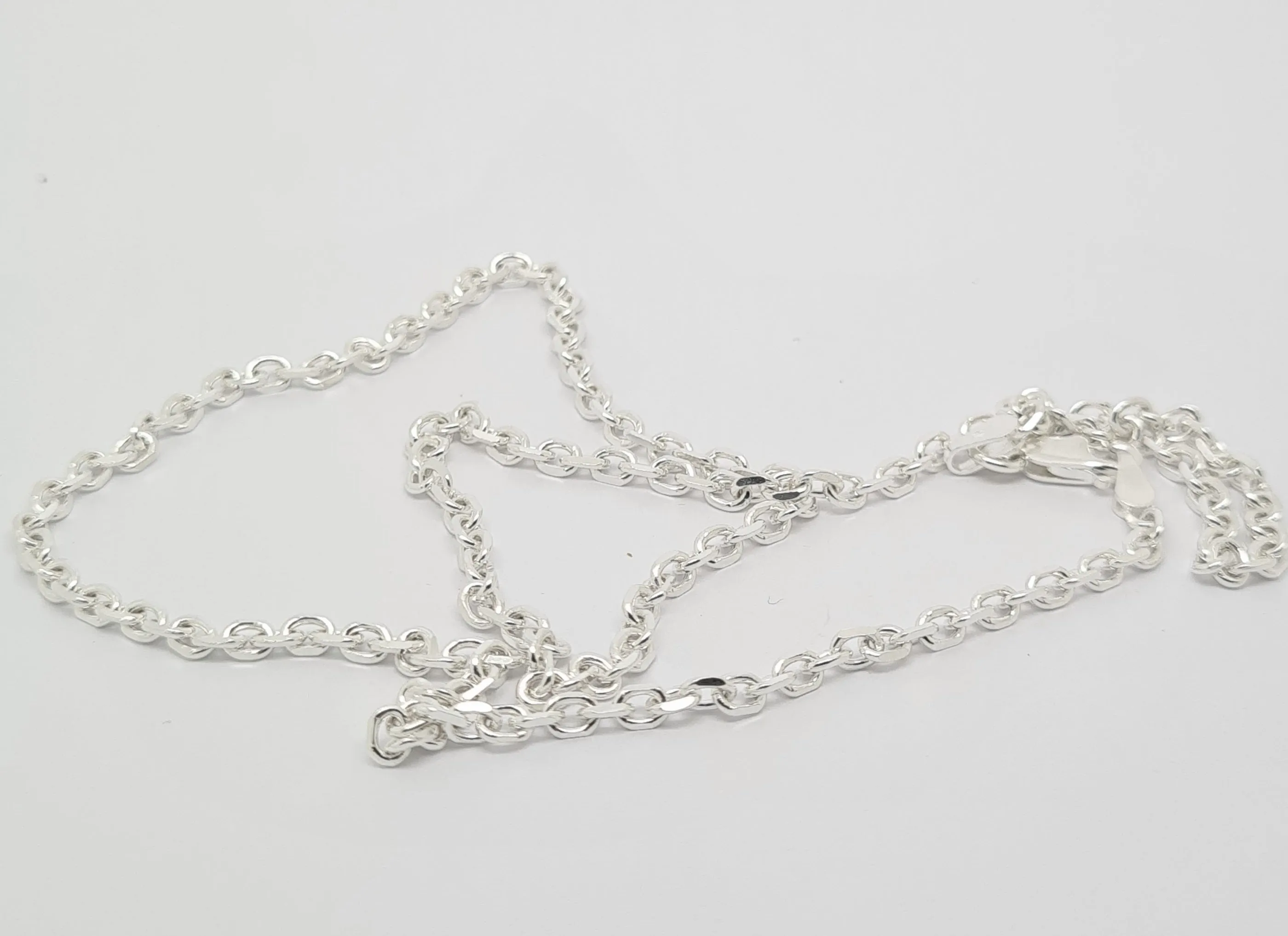 Sterling silver diamond cut cable chain,18"/46cm 27479