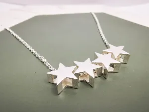 Sterling Silver Four Star Pendant Necklace